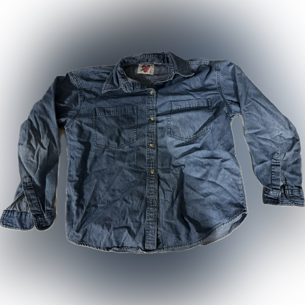 Keren Hart denim button up vintage retro shirt